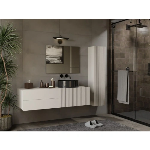SZAFKA POD UMYWALKĘ TIGO 1D2S KASZMIR 140 CM 2 SZUFLADY RYFLOWANY FRONT WISZĄCA-4