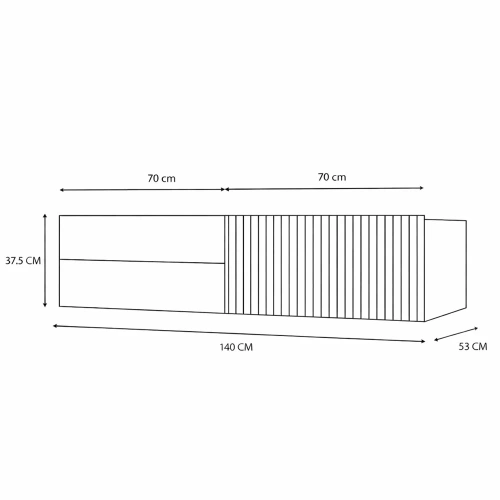 SZAFKA POD UMYWALKĘ TIGO 1D2S KASZMIR 140 CM 2 SZUFLADY RYFLOWANY FRONT WISZĄCA-9