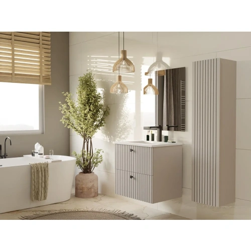 SZAFKA POD UMYWALKĘ TIGO 60 2S KASZMIR RYFLOWANY FRONT + UMYWALKA-3