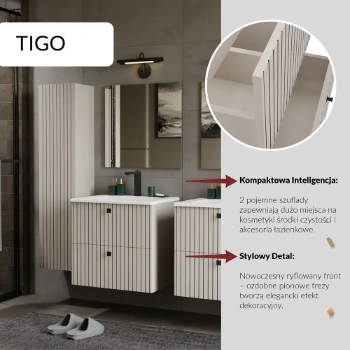 SZAFKA POD UMYWALKĘ TIGO 60 2S KASZMIR RYFLOWANY FRONT + UMYWALKA-8