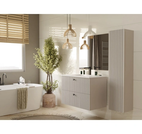 SZAFKA POD UMYWALKĘ TIGO 80 2S KASZMIR RYFLOWANY FRONT + UMYWALKA-2