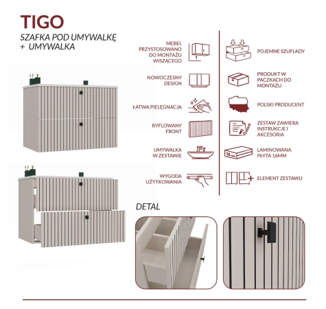 SZAFKA POD UMYWALKĘ TIGO 80 2S KASZMIR RYFLOWANY FRONT + UMYWALKA-7