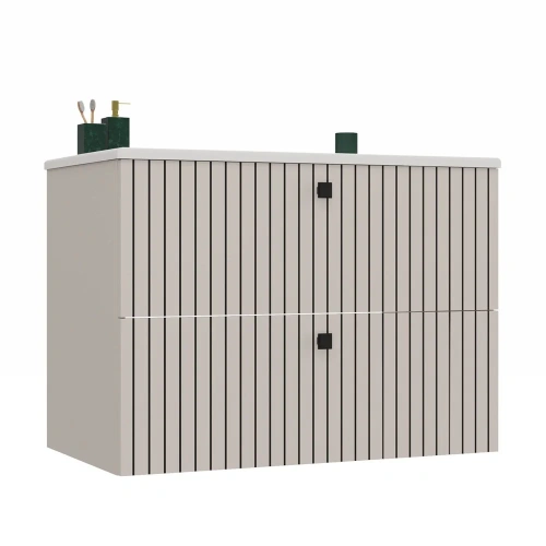 SZAFKA POD UMYWALKĘ TIGO 80 2S KASZMIR RYFLOWANY FRONT + UMYWALKA-1