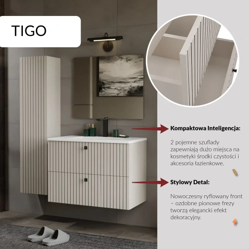 SZAFKA POD UMYWALKĘ TIGO 80 2S KASZMIR RYFLOWANY FRONT + UMYWALKA-8