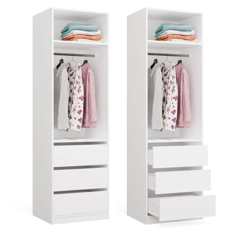 Garderoba Szafa OPENO 1W1P3S BIAŁA Modułowa Regał z Drążkiem 3 Szuflady-1