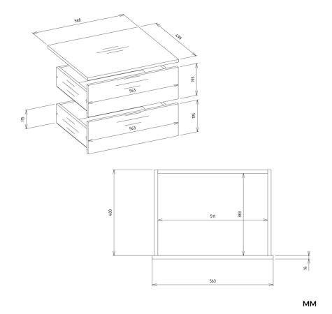 Moduł Szuflad OPENO 2SZ 2 Szuflady BIAŁY Do Garderoby Do Sypialni-7