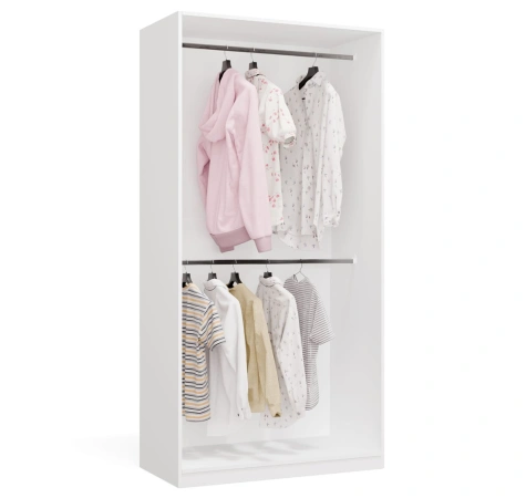 Garderoba Szafa OPENO 2W BIAŁA Modułowa Regał Z 2 Drążkami Do Sypialni-1
