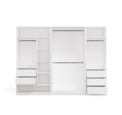 Garderoba Modułowa OPENO ZESTAW 260/200 BIAŁA Szuflady Drążki Półki Duża Do Sypialni-14