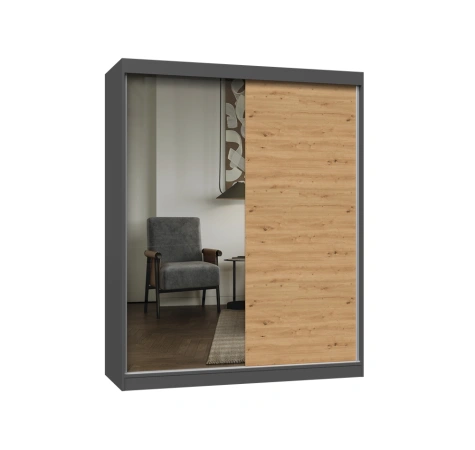 Szafa Iga 160 A/B ANTRACYT ARTISAN 1x Lustro Do Sypialni Przedpokoju-1