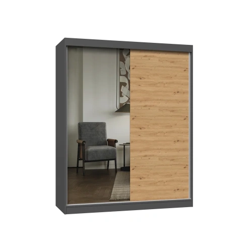 Szafa IGA 160 A/B ANTRACYT ARTISAN 1 x Lustro Do Sypialni Przedpokoju-1