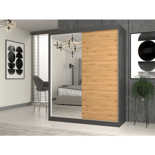 Szafa IGA 160 A/B ANTRACYT ARTISAN 1 x Lustro Do Sypialni Przedpokoju-2