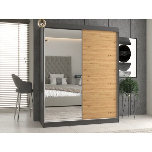 Szafa IGA 160 A/B ANTRACYT ARTISAN 1 x Lustro Do Sypialni Przedpokoju-3