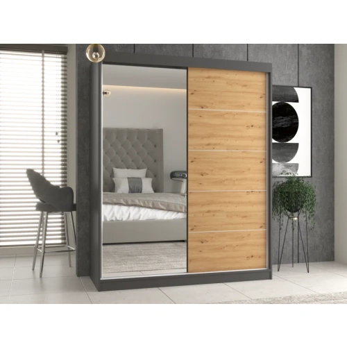 Szafa IGA 160 A/C ANTRACYT ARTISAN 1 x Lustro Szprosy Do Sypialni Przedpokoju-3