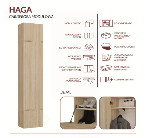 Garderoba Szafa HAGA 1SZ DĄB SONOMA-8