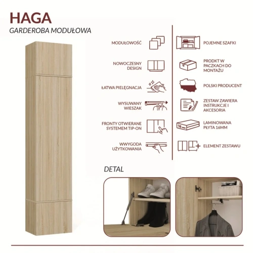 Garderoba Szafa HAGA 1SZ DĄB SONOMA-8