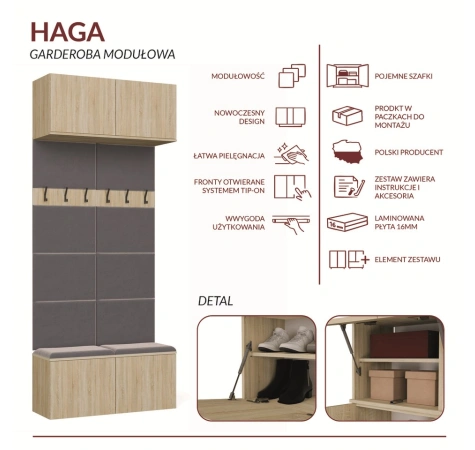 Garderoba Podwójny Wieszak HAGA II/2W DĄB SONOMA-8