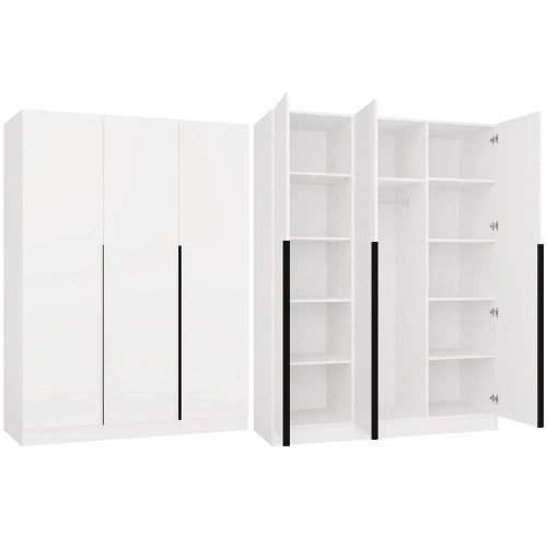 Szafa SENSO 3D 150 CM 3 Drzwi Czarne Uchwyty Do Salonu Sypialni BIEL-1