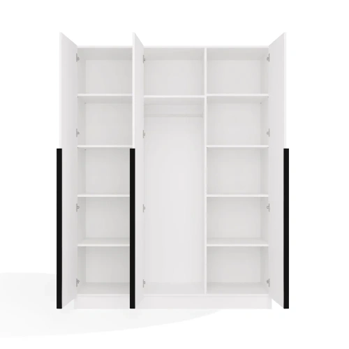 Szafa SENSO 3D 150 CM 3 Drzwi Czarne Uchwyty Do Salonu Sypialni BIEL-9