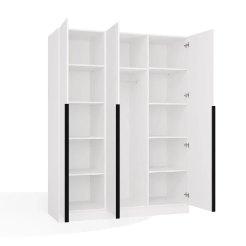 Szafa SENSO 3D 150 CM 3 Drzwi Czarne Uchwyty Do Salonu Sypialni BIEL-12