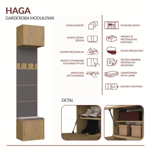 Garderoba Wieszak HAGA 1W DĄB ARTISAN-8