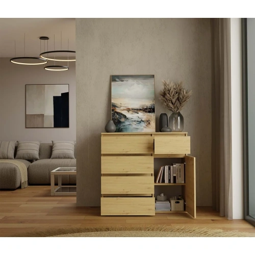 KOMODA 1D5S Szafka 1 Drzwi 5 Szuflad Do Salonu Sypialni Pokoju DĄB ARTISAN-2