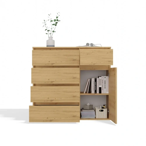 KOMODA 1D5S Szafka 1 Drzwi 5 Szuflad Do Salonu Sypialni Pokoju DĄB ARTISAN-8