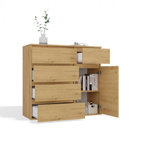 KOMODA 1D5S Szafka 1 Drzwi 5 Szuflad Do Salonu Sypialni Pokoju DĄB ARTISAN-13