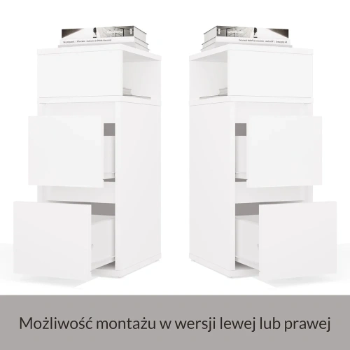 Szafka Nocna YORK Stolik Nocny Półka 2 Szuflady Do Sypialni BIAŁY-7