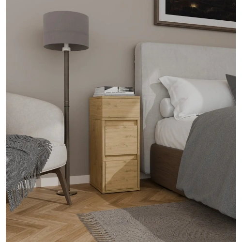 Szafka Nocna YORK Stolik Nocny Półka 2 Szuflady Do Sypialni DĄB ARTISAN-4