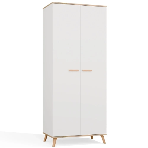Szafa Ubraniowa OLYMPO 2D BIAŁA DĄB ARTISAN 80 Cm Drążek 2 Drzwi Sypialnia-1