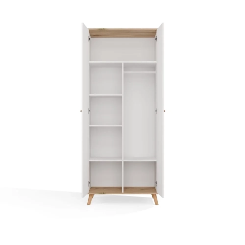 Szafa Ubraniowa OLYMPO 2D BIAŁA DĄB ARTISAN 80 Cm Drążek 2 Drzwi Sypialnia-10