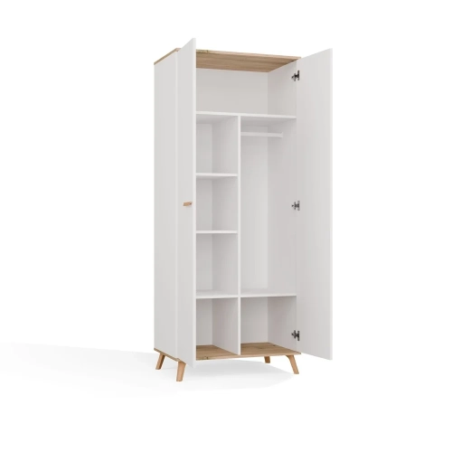 Szafa Ubraniowa OLYMPO 2D BIAŁA DĄB ARTISAN 80 Cm Drążek 2 Drzwi Sypialnia-11