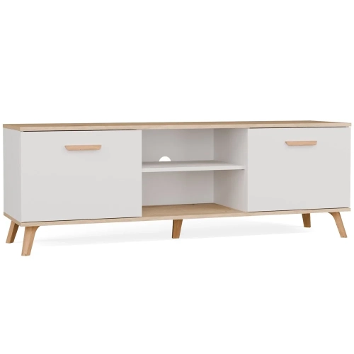 Szafka RTV OLYMPO 150 BIAŁA DĄB ARTISAN 150 CM Stolik Pod TV Telewizor-1