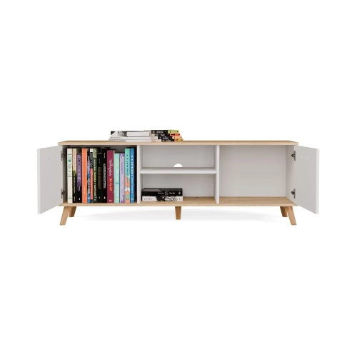 Szafka RTV OLYMPO 150 BIAŁA DĄB ARTISAN 150 CM Stolik Pod TV Telewizor-9