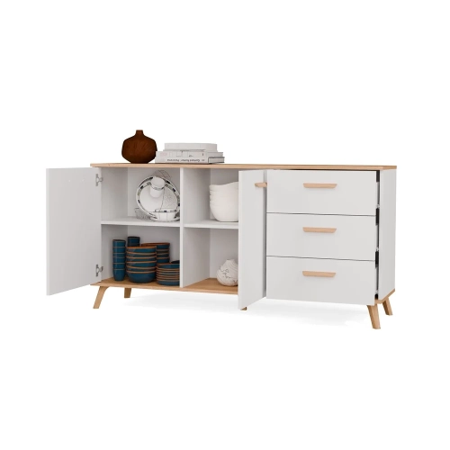 Komoda OLYMPO 2D3S BIAŁA DĄB ARTISAN Szafka 150 Cm 3 Szuflady 2 Drzwi-10