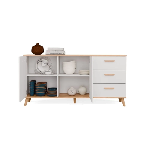 Komoda OLYMPO 2D3S BIAŁA DĄB ARTISAN Szafka 150 Cm 3 Szuflady 2 Drzwi-13