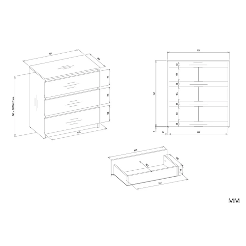 Zestaw Mebli Biurko Chester + Nadstawka 120 + Komoda M3 + Regał Rimini BIEL-5