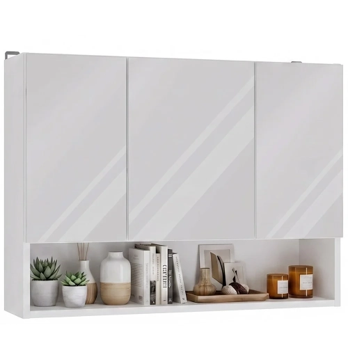Szafka Łazienkowa Wisząca POLA 3DL/P BIAŁY 80 Cm 3 Lustra z Półką-1