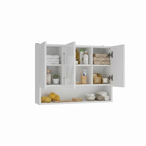 Szafka Łazienkowa Wisząca POLA 3DL/P BIAŁY 80 Cm 3 Lustra z Półką-12