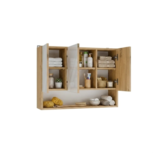 Szafka Łazienkowa Wisząca POLA 3DL/P DĄB ARTISAN 80 Cm 3 Lustra z Półką-11
