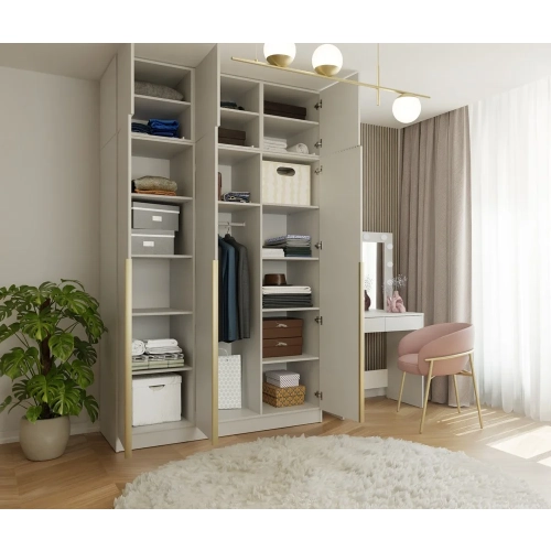 Szafa SENSO 3D Wysoka Z NADSTAWKĄ KASZMIR 150 Cm Drzwi Złote Uchwyty 250 Cm-4