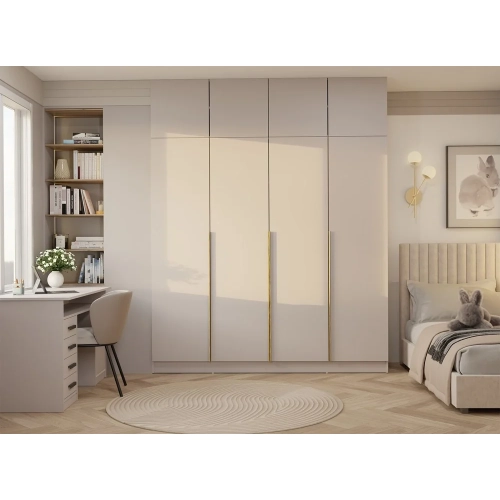 Szafa SENSO 4D Z NADSTAWKĄ Wysoka KASZMIR Drzwi Złote Uchwyty 250x200 Cm-5