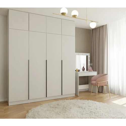 Szafa SENSO 4D z NADSTAWKĄ Wysoka KASZMIR Drzwi Czarne Uchwyty 250x200 Cm-2