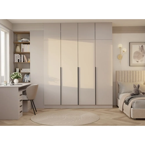 Szafa SENSO 4D z NADSTAWKĄ Wysoka KASZMIR Drzwi Czarne Uchwyty 250x200 Cm-4