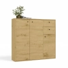 KOMODA FRAN DĄB ARTISAN 120 Cm 3 Drzwi 2 Szuflady 30 Cm Do Salonu Sypialni-1