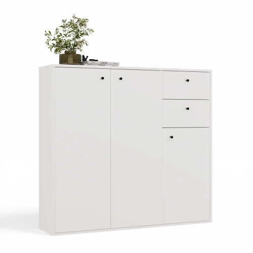 KOMODA FRAN BIAŁY 120 Cm Szafka 3 Drzwi 2 Szuflady 30 Cm Do Salonu Sypialni-1
