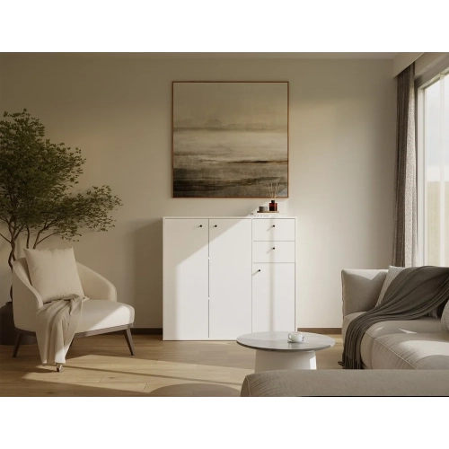KOMODA FRAN BIAŁY 120 Cm Szafka 3 Drzwi 2 Szuflady 30 Cm Do Salonu Sypialni-2