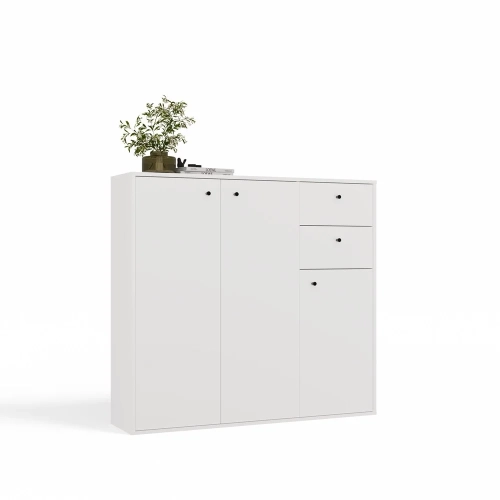 KOMODA FRAN BIAŁY 120 Cm Szafka 3 Drzwi 2 Szuflady 30 Cm Do Salonu Sypialni-10