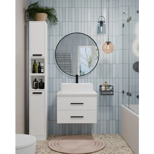 SZAFKA Pod Umywalkę NEL 60 UC BIAŁA Uchwyty CZARNE Wisząca 2 Szuflady 60 Cm-5