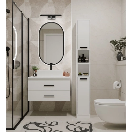 SZAFKA Pod Umywalkę NEL 80 UC BIAŁA Uchwyty Czarne Wisząca 2 Szuflady 80 Cm-5